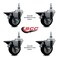 Service Caster 35 Inch Black Polyurethane 12 Inch Threaded Stem Caster Set with Brake SCC-TS20S3514-PPUB-BLK-PLB-121315-4 - alternate 3